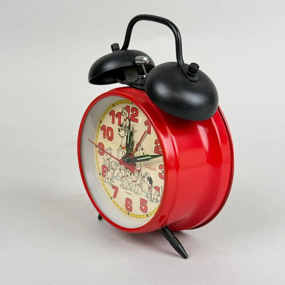 Sunbeam 101 Dalmatians Alarm Clock Kids Small Red Disney Twin Bell - TESTED